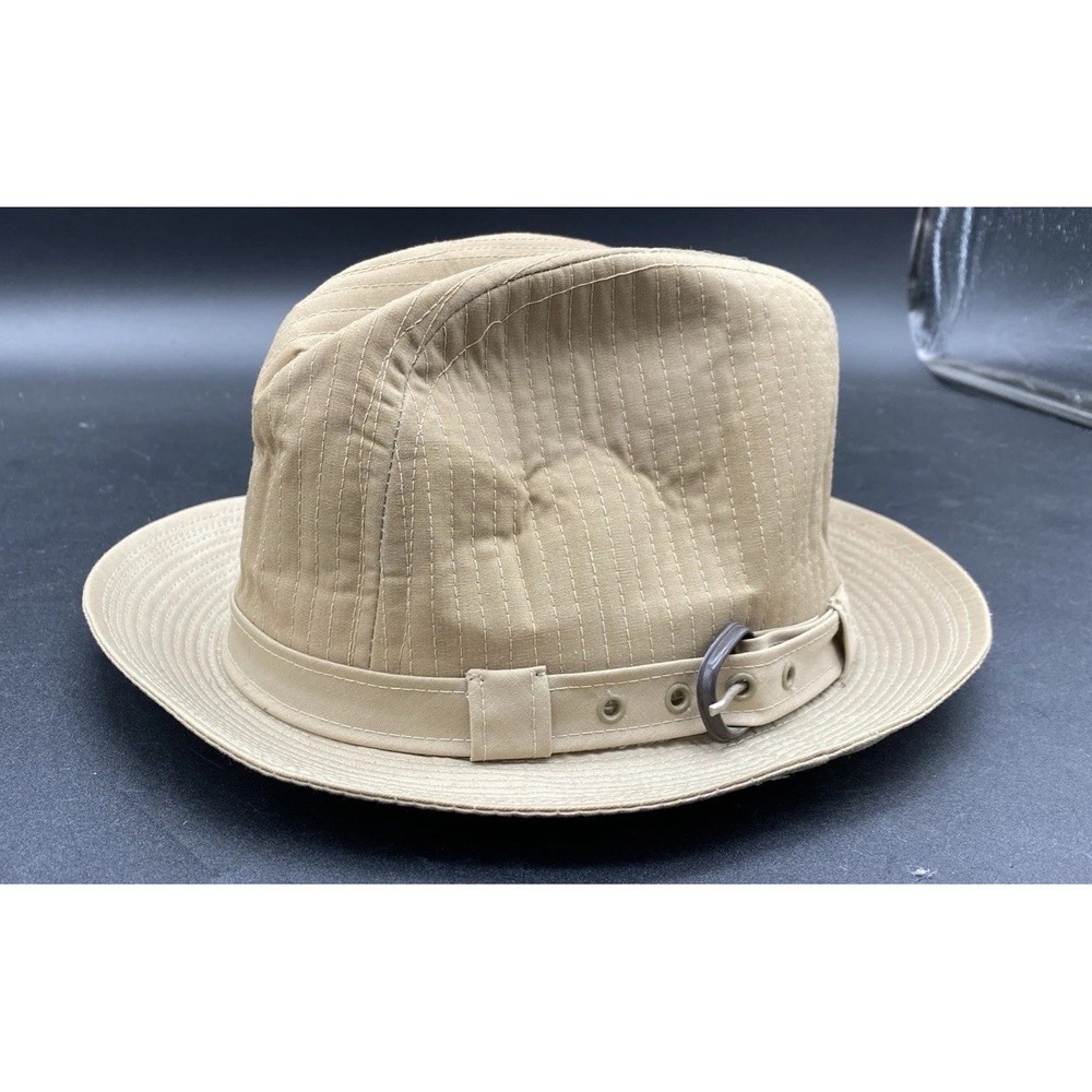 STETSON ~ Vintage 1970's Lightweight Pinstripe Khaki Fedora Hat ~ Size‎ 7 1/8 🔥